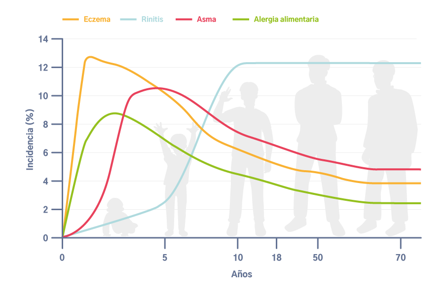 curva de la evolución de la atopia